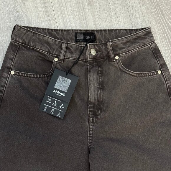 NWT Afends - Shelby - Women's Organic Cotton Wide Leg Brown Denim Jeans - 26x28 - Picture 4 of 16